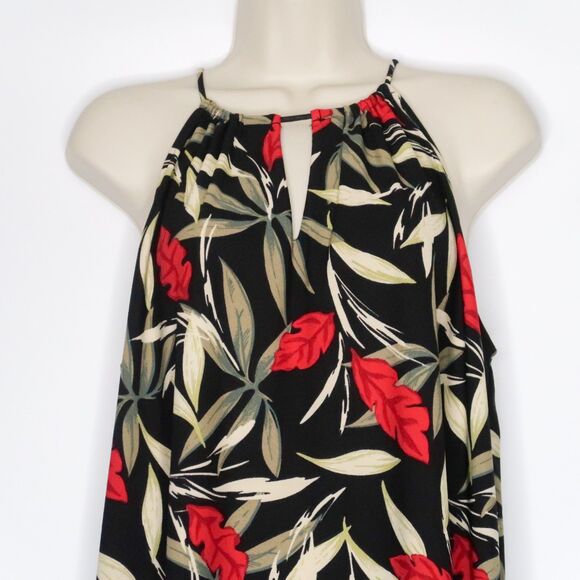 Mango Basics Womens Short Dress Size 6 Black Tropical Leaves Vacation‎ Italy - Picture 5 of 7